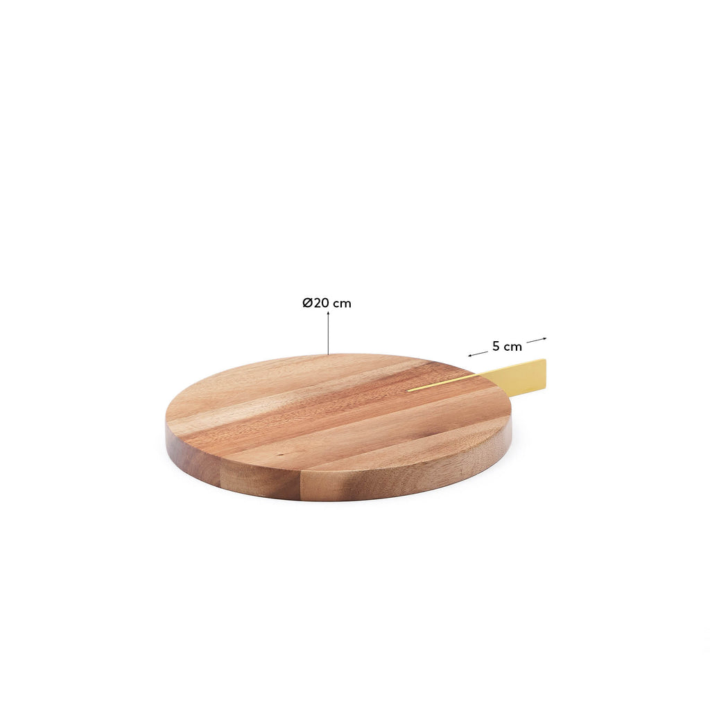 Plateau de service Zairin en bois d’acacia et métal jaune FSC 100 %