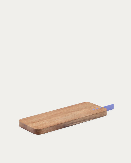 Plateau de service Zairin en bois d’acacia et métal lilas FSC 100 %