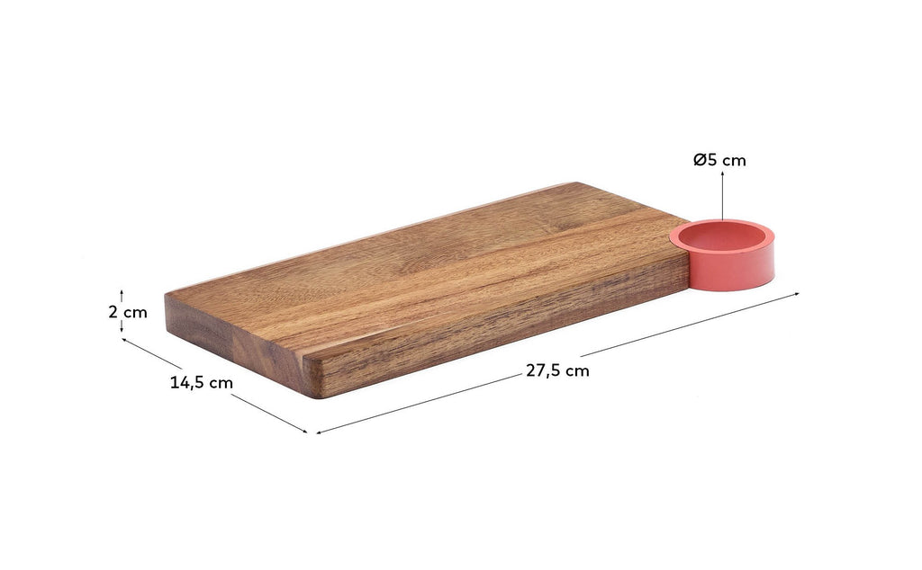 Plateau de service Zairin en bois d’acacia et métal rose FSC 100 %