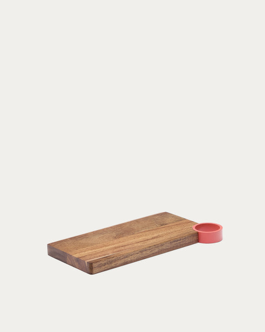 Plateau de service Zairin en bois d’acacia et métal rose FSC 100 %