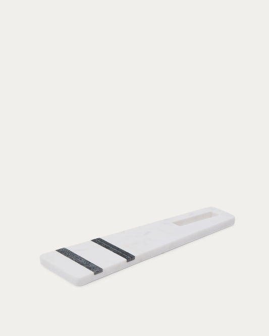 Petite planche de service Nira en marbre blanc et gris