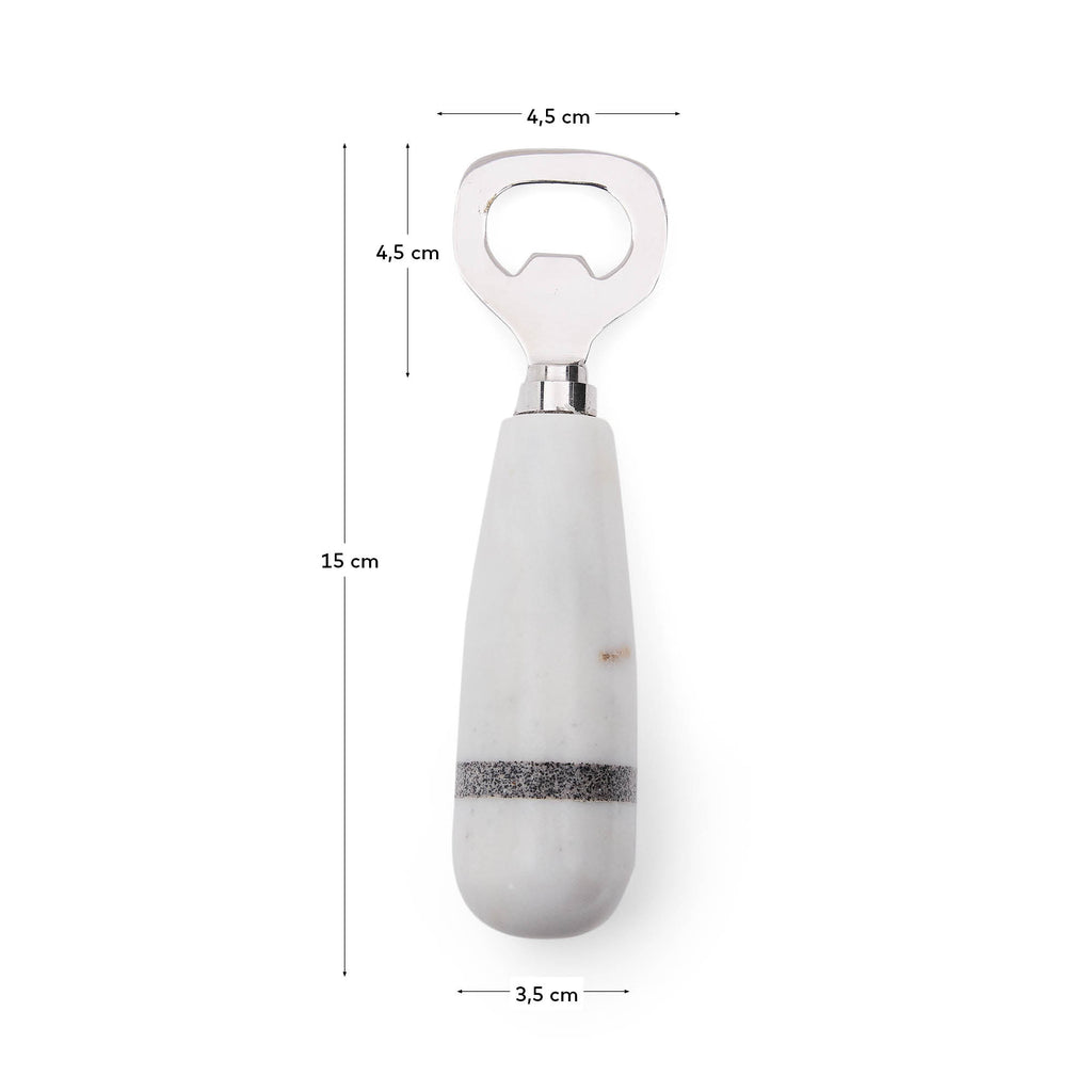 Ouvre-bouteille Nira en marbre blanc et gris