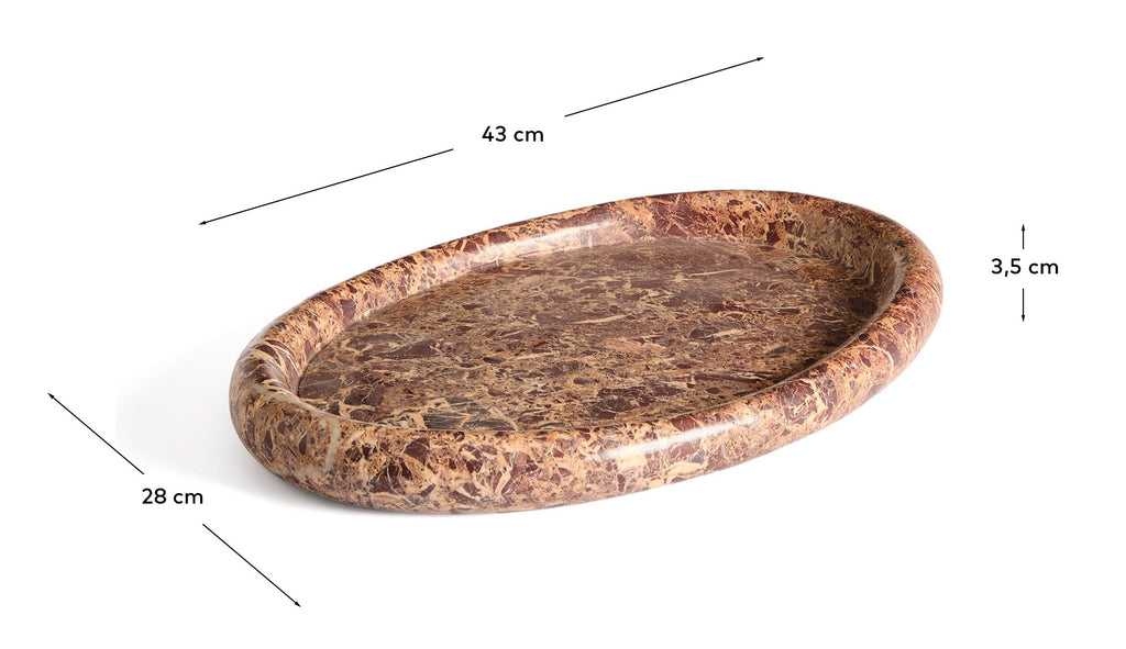 Plateau Lenorel en marbre grenat 43 x 28 cm