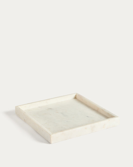 Plateau Serela en marbre blanc 35 x 35 cm