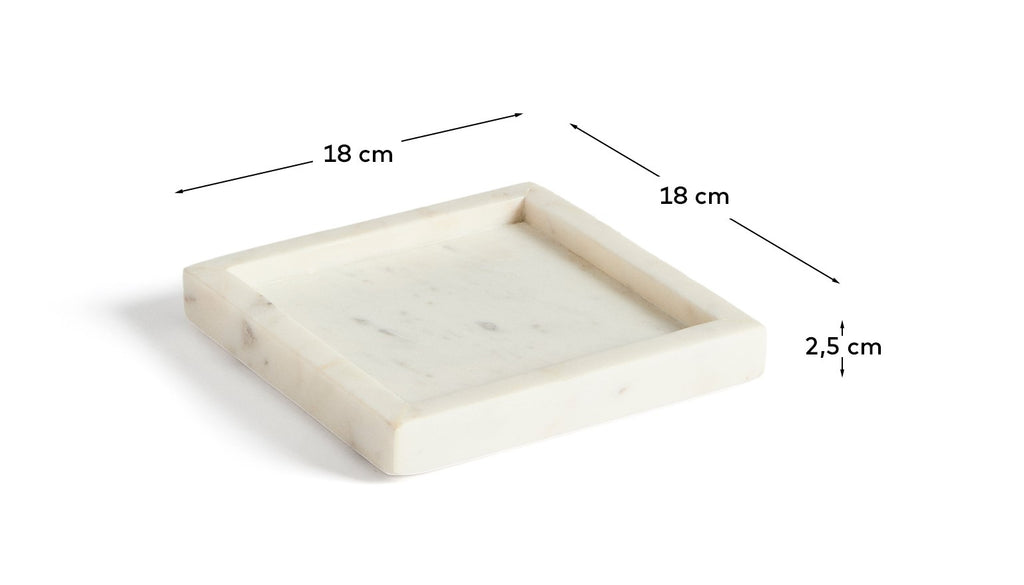 Plateau Serela en marbre blanc 18 x 18 cm