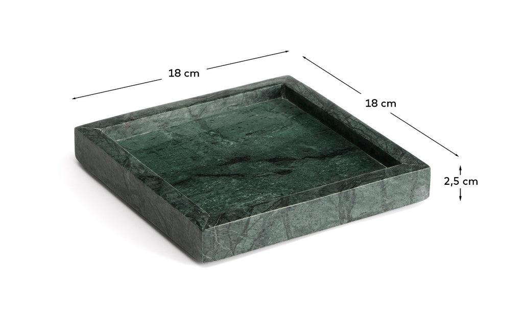 Plateau Serela en marbre vert 18 x 18 cm