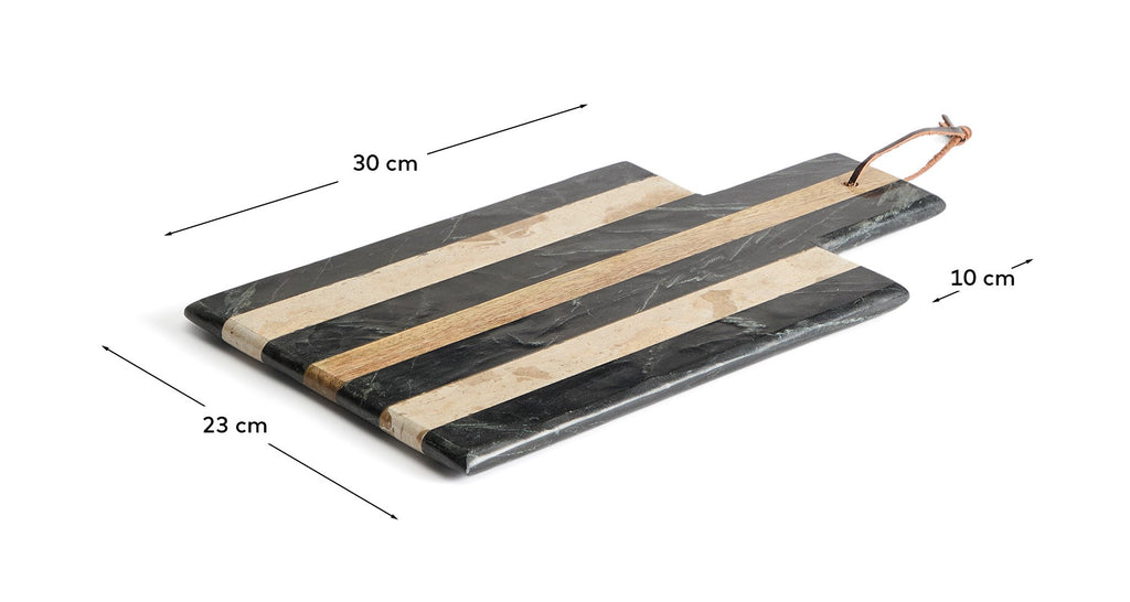 Planche de service Surne en marbre noir, marron et beige 30 x 23 cm