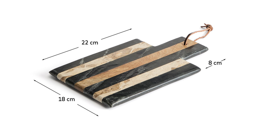 Planche de service Surne en marbre noir, marron et beige 30 x 18 cm
