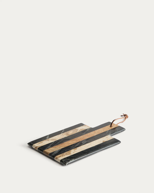 Planche de service Surne en marbre noir, marron et beige 30 x 18 cm