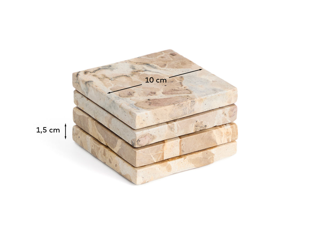 Ensemble Malder de 4 sous-verres en marbre beige