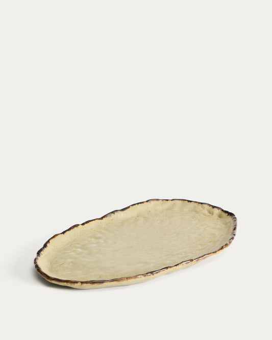 Plateau Abela en céramique marron