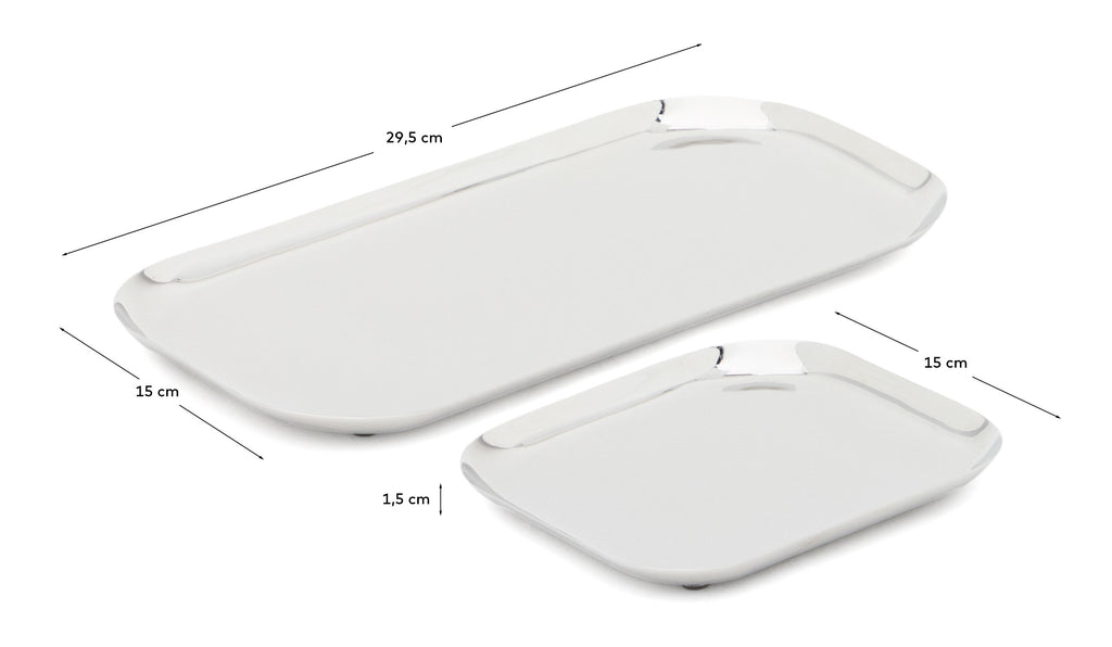 Ensemble Nirela de 2 plateaux en acier inoxydable