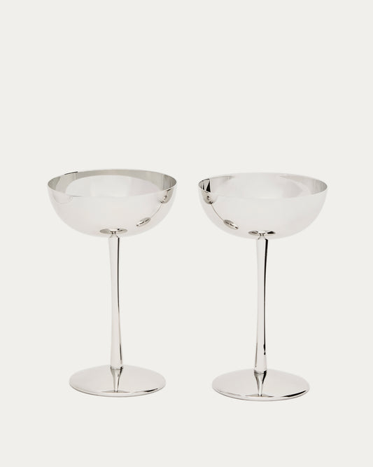 Ensemble Nirela de 2 verres à pied en acier inoxydable