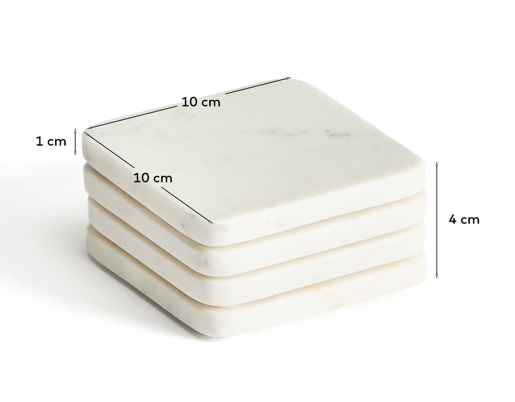 Ensemble de 4 sous-verres Nuvir en marbre blanc