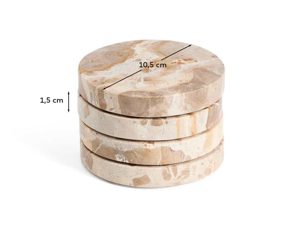 Ensemble Malder de 4 sous-verres en marbre beige