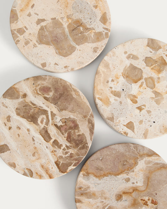 Ensemble Malder de 4 sous-verres en marbre beige
