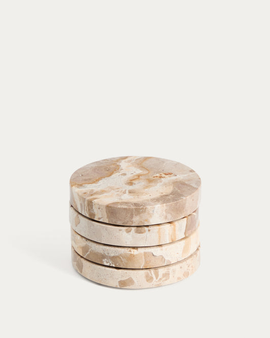 Ensemble Malder de 4 sous-verres en marbre beige