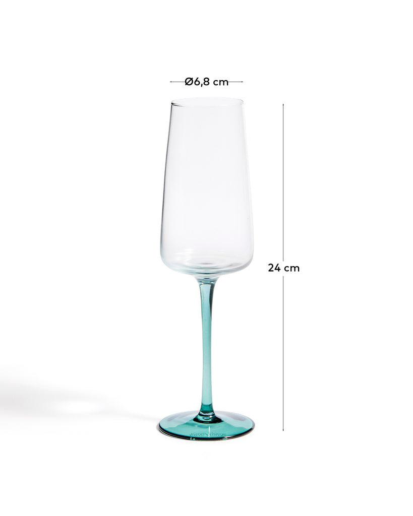 Coupe à champagne Irides en verre transparent et bleu 31,5 cl