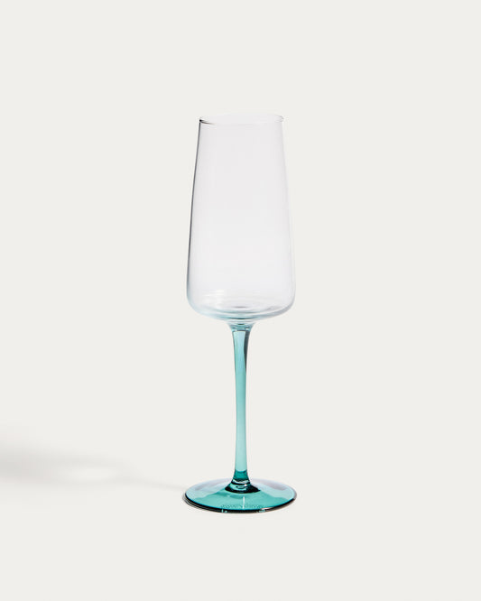 Coupe à champagne Irides en verre transparent et bleu 31,5 cl