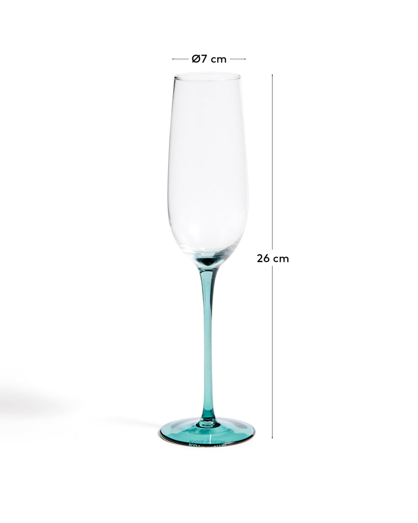 Coupe à champagne Irides en verre transparent et bleu 24,5 cl