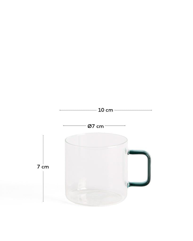 Tasse en verre Micla avec poignée verte
