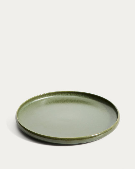 Assiette plate Uilo en céramique verte