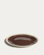 Assiette plate Nale en céramique beige avec fond marron