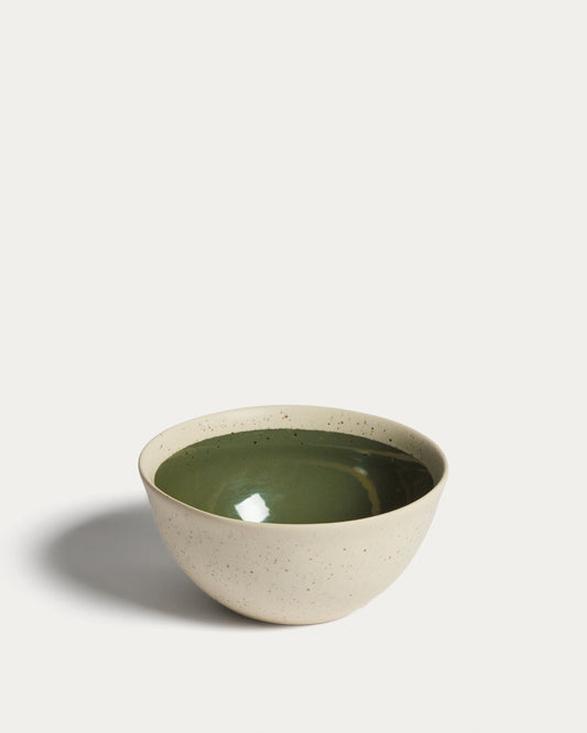 Bol Nale en céramique beige avec fond vert