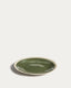 Assiette à dessert Nale en céramique beige avec fond vert