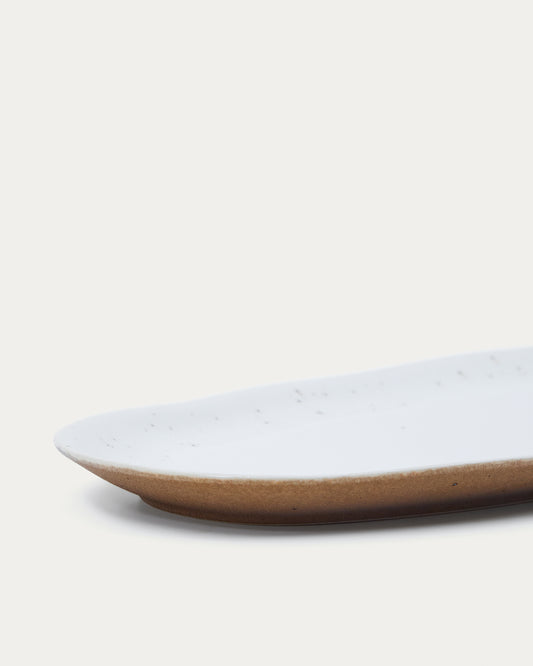 Plat grand Publia en céramique blanche