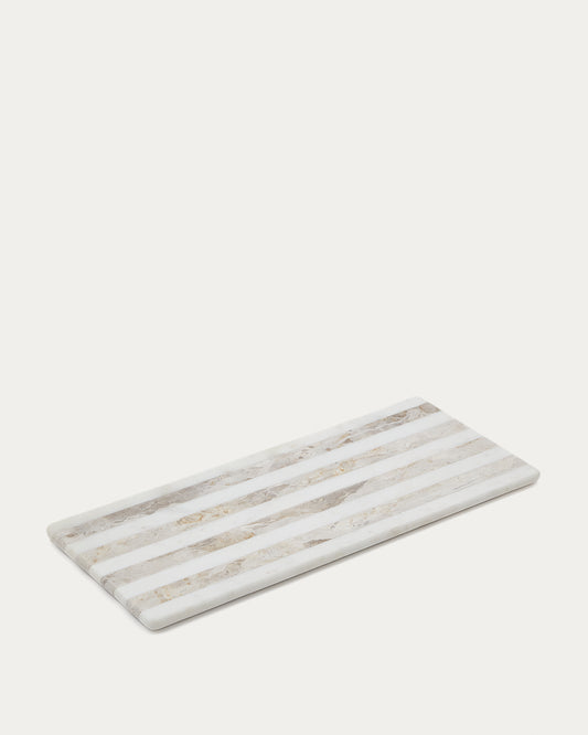 Grande planche de service Sylara en marbre gris et blanc
