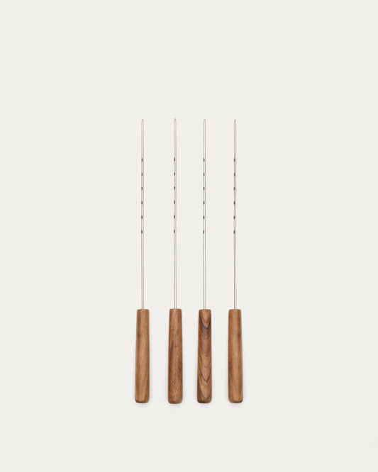 Ensemble Idrom de 4 brochettes Idrom en bois d’acacia et métal FSC 100 %