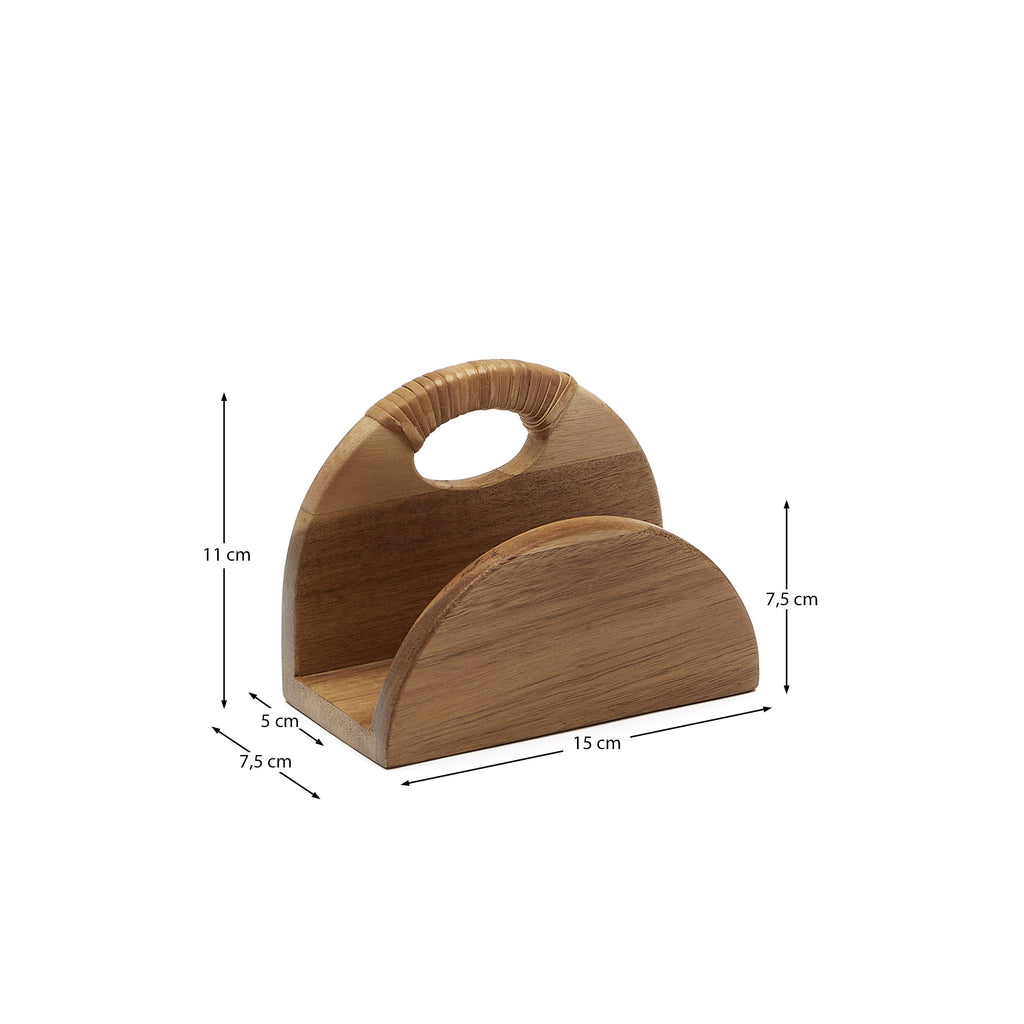Porte-serviettes Sardis en acacia FSC 100% et rotin