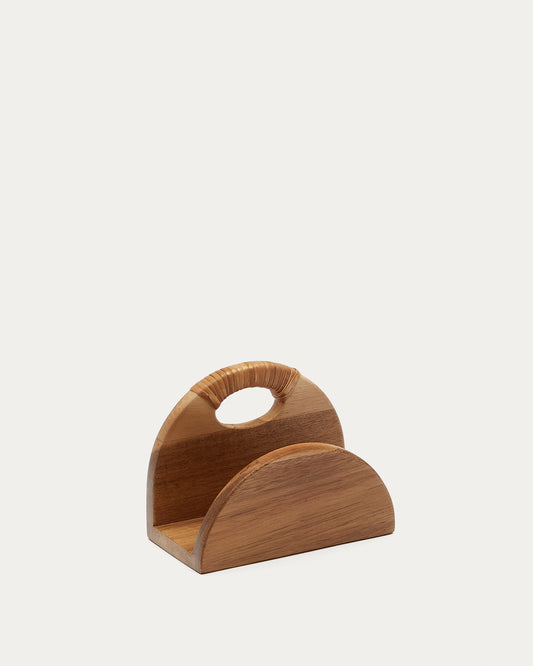 Porte-serviettes Sardis en acacia FSC 100% et rotin