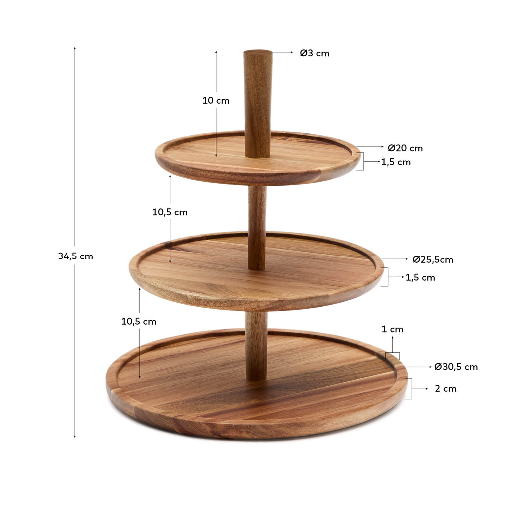Plateau à trois niveaux Teppa en bois d’acacia FSC 100%