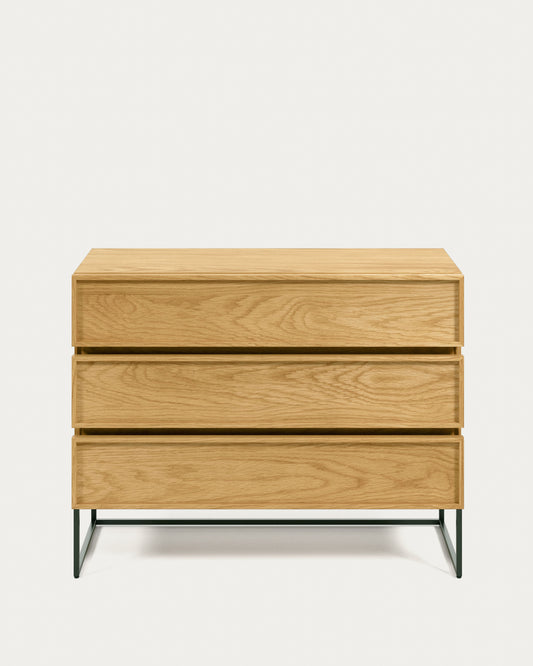 Commode Taiana 100 x 78 cm en bois de chêne contreplaqué et acier finition noire