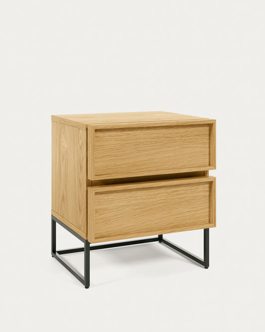 Table de chevet Taiana avec placage en chêne 45 x 51 cm