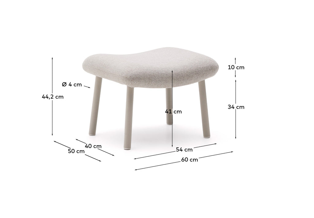 Repose-pieds Inari beige et acier finition peinte beige 60 x 50 cm FSC Mix Credit