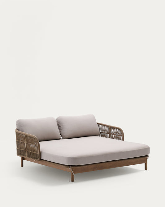 Bain de soleil double Catalina en corde beige et bois d’acacia FSC 100 %