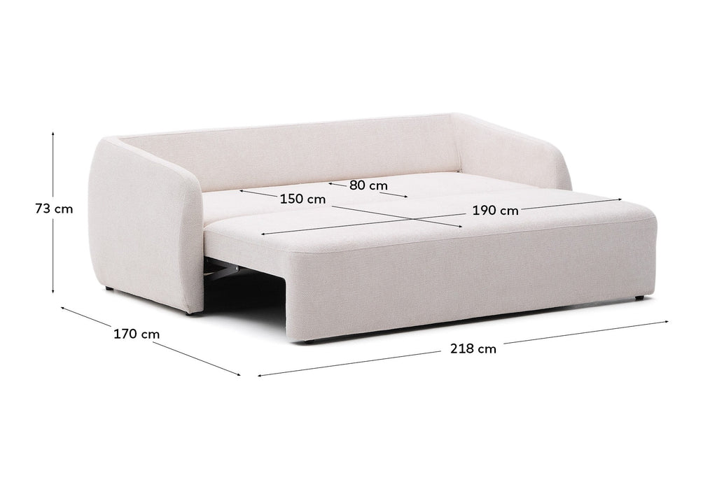 Canapé-lit Laira 3 places en chenille couleur écrue 218 cm FSC Mix Credit