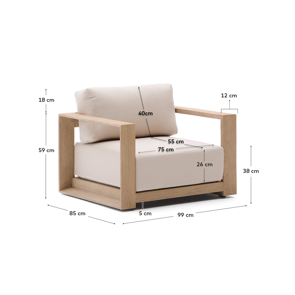 Fauteuil Ambra en bois d’acacia avec finition claire FSC 100%
