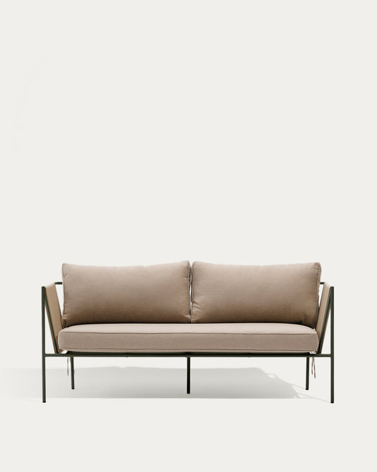 Canapé 2 places d’extérieur Zivia en corde écrue et acier galvanisé vert 178 cm
