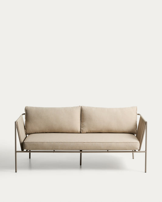 Canapé 2 places d’extérieur Zivia en corde écrue et acier galvanisé taupe 178 cm