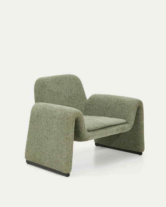 Fauteuil Melvia en chenille verte