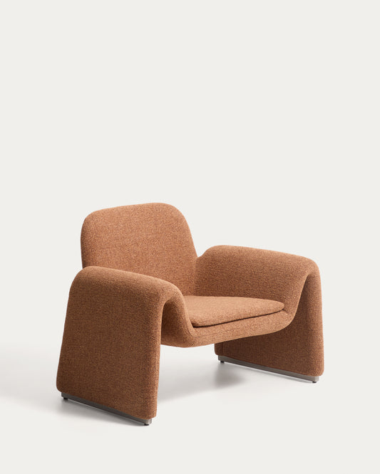 Fauteuil Melvia en chenille terracotta