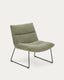 Fauteuil Asen en chenille verte et pieds en acier noir FSC 100%