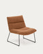 Fauteuil Asen en chenille terracotta et pieds en acier noir FSC 100%