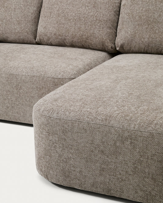 Canapé-lit Laira 3 places en chenille avec méridienne droite taupe 246 cm FSC Mix Credit