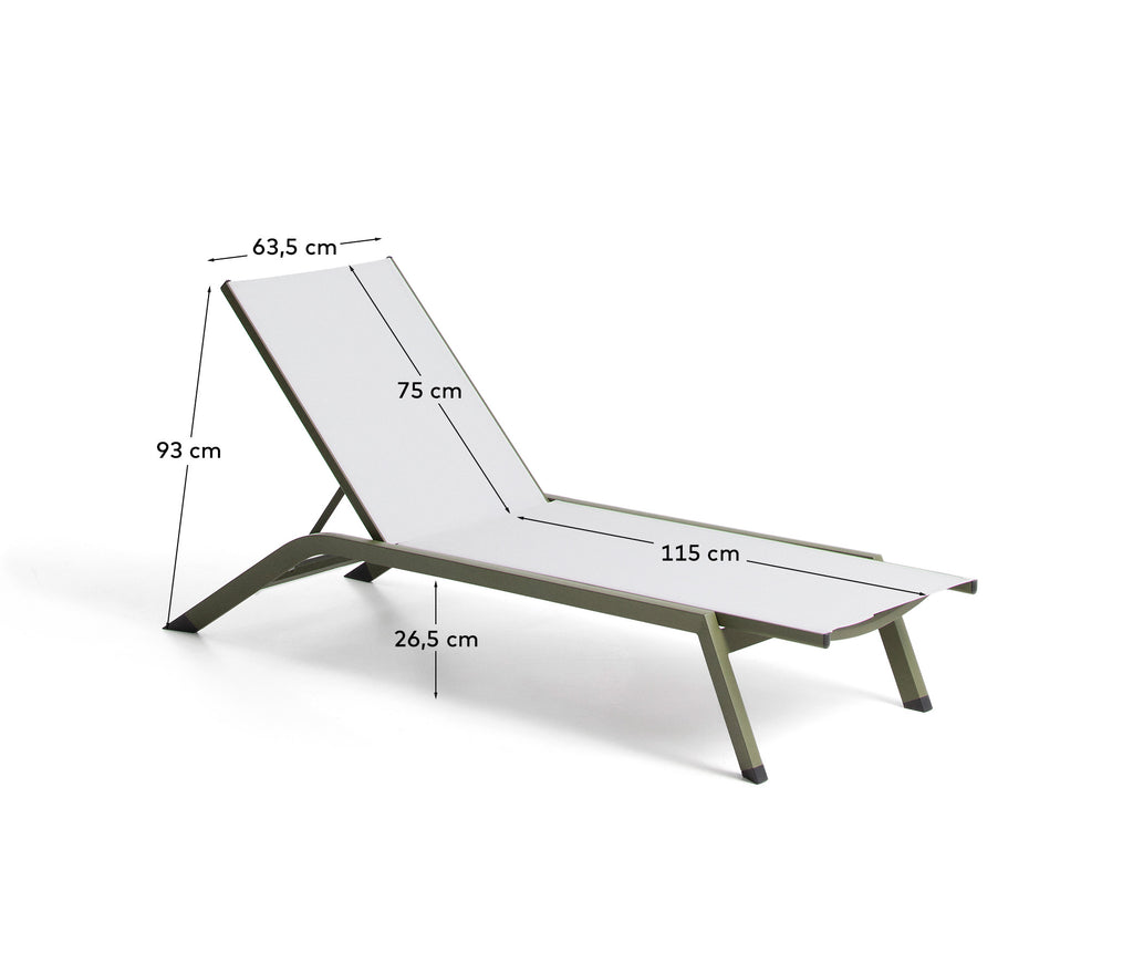 Bain de soleil empilable Capraia en aluminium vert et textilène beige