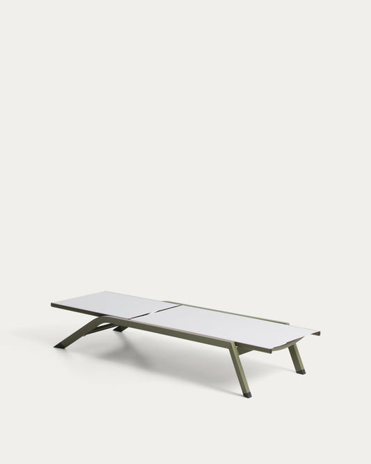Bain de soleil empilable Capraia en aluminium vert et textilène beige